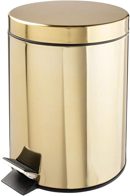 mDesign Small Modern 1.3 Gallon Round Metal Lidded Step Trash Can, Compact Garbage Bin with Remov... | Amazon (US)