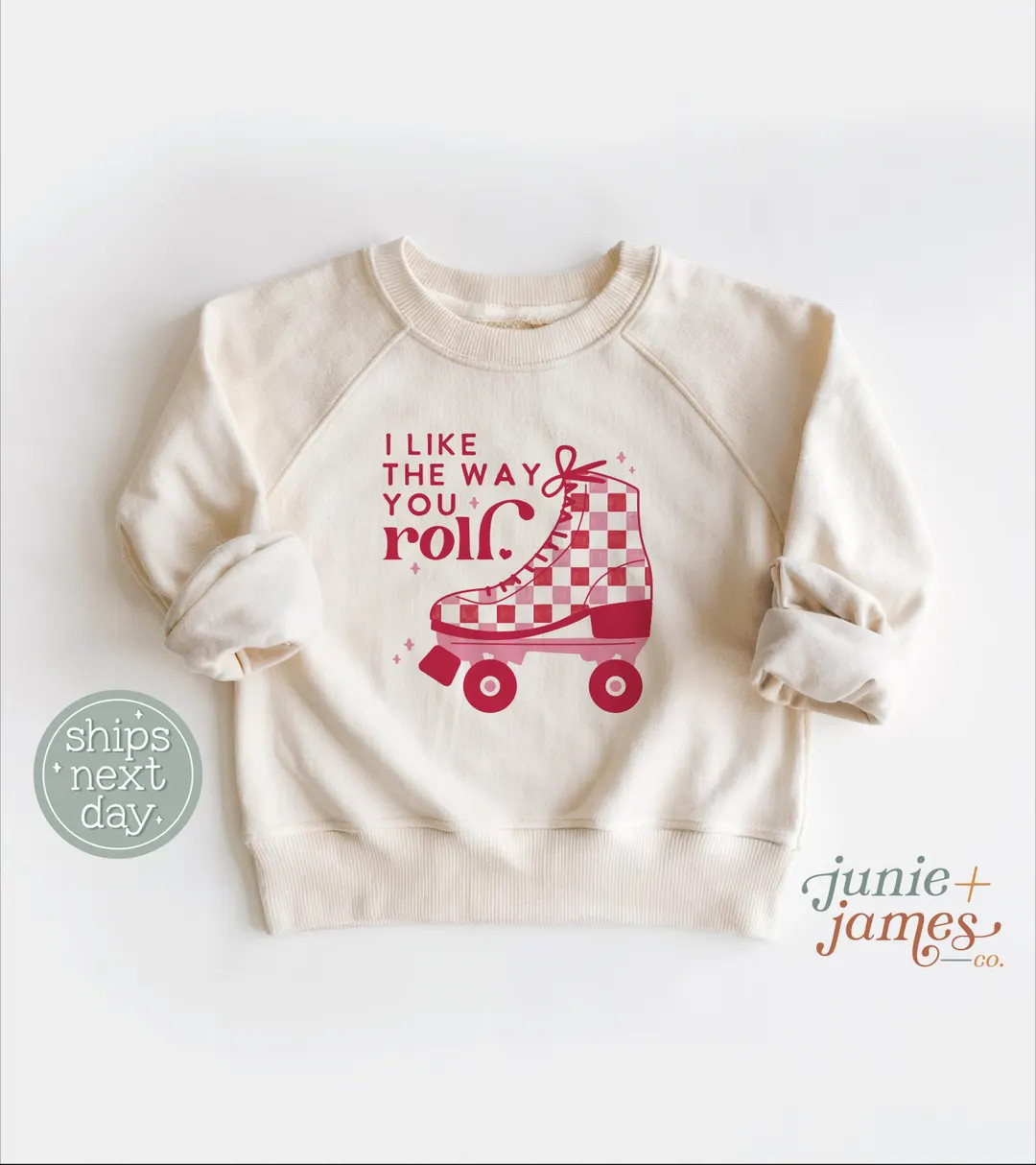 I Like the Way You Roll Valentine Toddler Sweatshirt - Retro Roller Skate Toddler Crewneck - Retr... | Etsy (US)