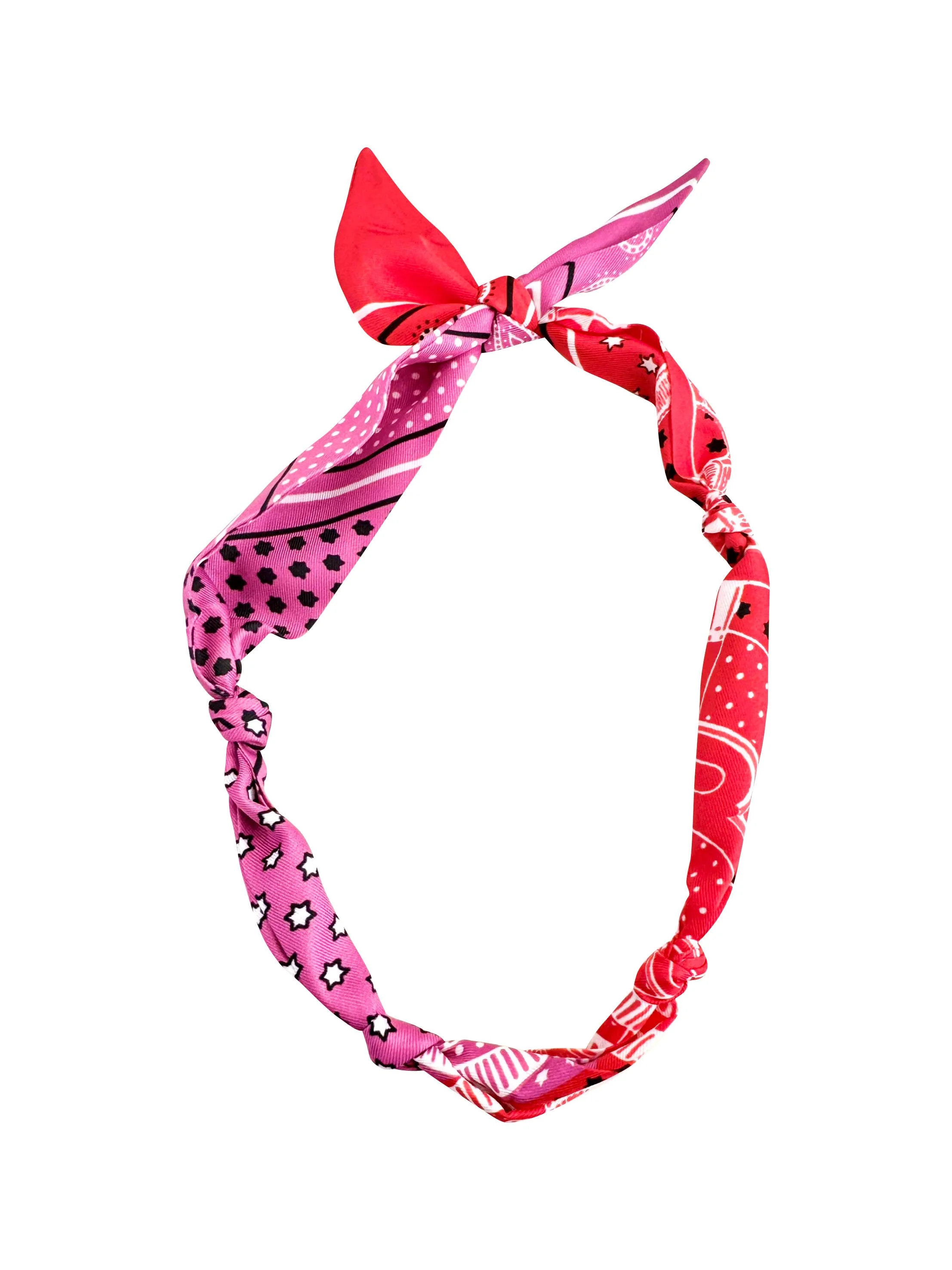 Knotted Carley Pink and Red Bandana Scarf Necklace | Refinery