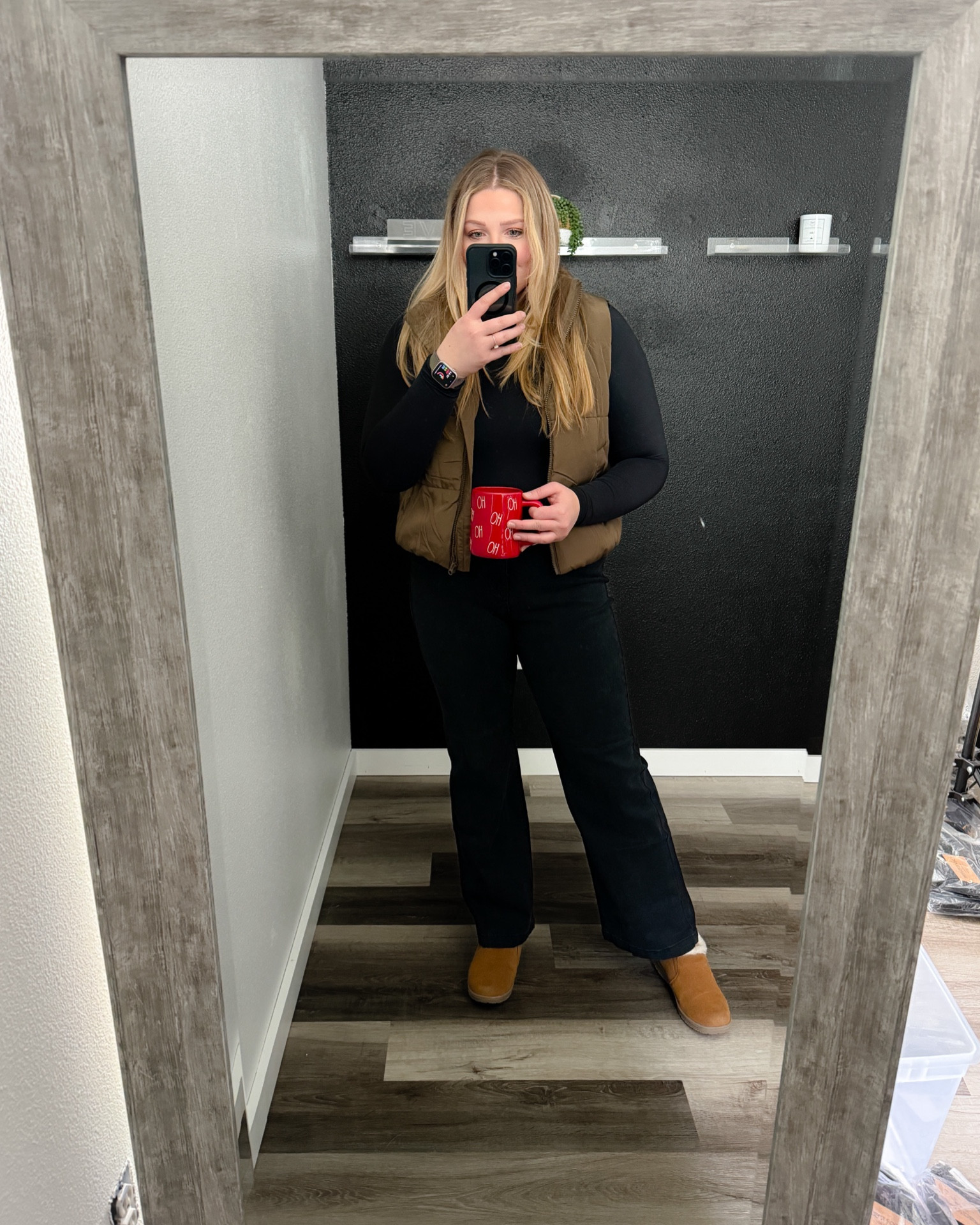 My current obsession outfit. I was not expecting these jeans to be as good as they are. Great length and high waisted. Plus this vest is still on sale!

I’m 5’9” a typically a large 
Vest: XL
Bodysuit: XL
Jeans: 14 (I would have gone 12 due to the stretch)

#LTKmidsize #LTKsalealert #LTKHoliday