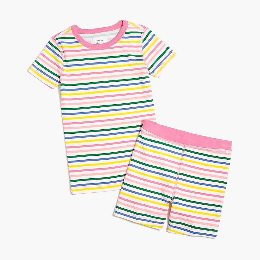 Girls' short-sleeve rainbow-stripe sleep set | J.Crew Factory