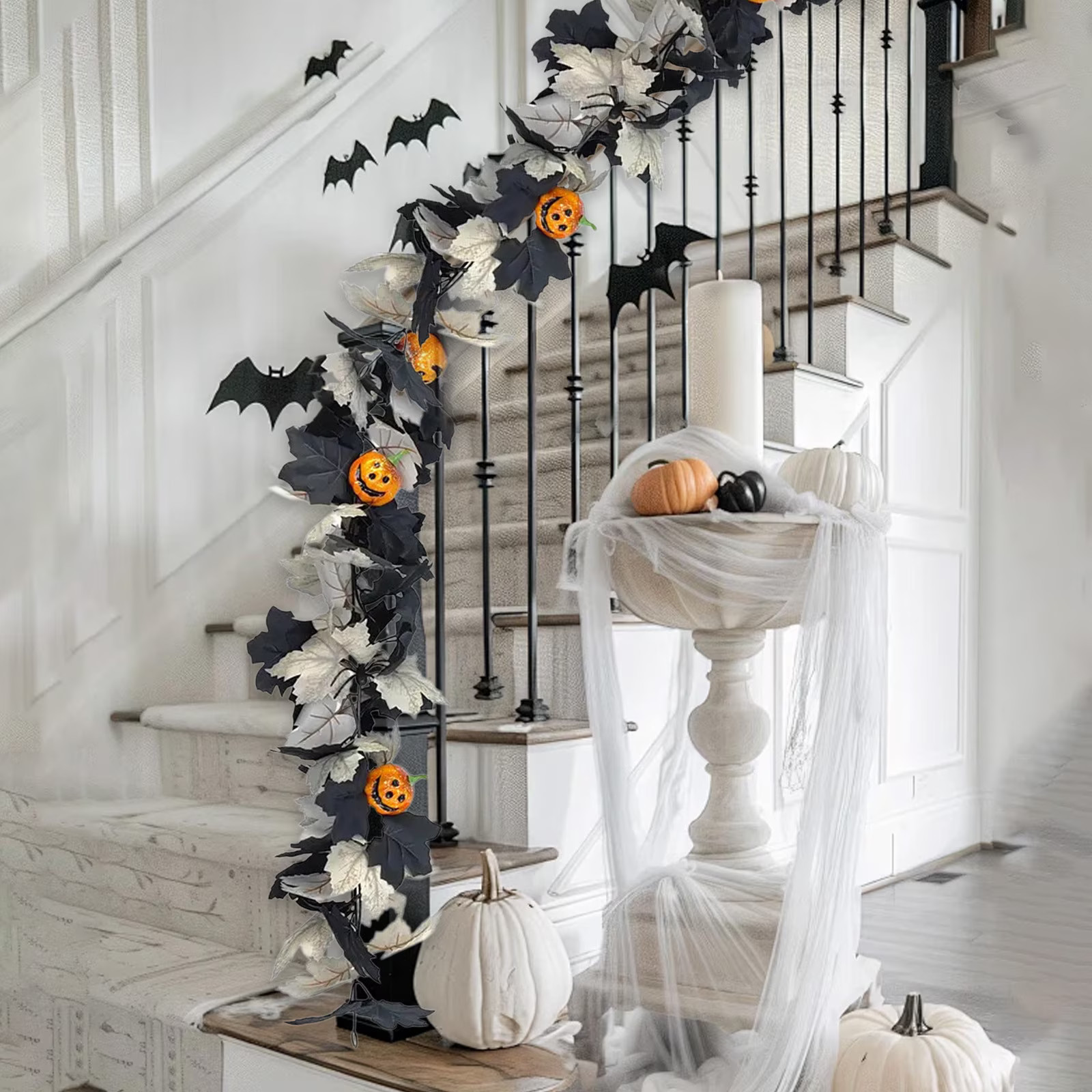 Halloween Pumpkin Garland - 68" Fall Leaf Decor for Mantle, Staircase & Porch, Outdoor/Indoor Autumn Thanksgiving Party Decoration (Multicolor) | Walmart (US)