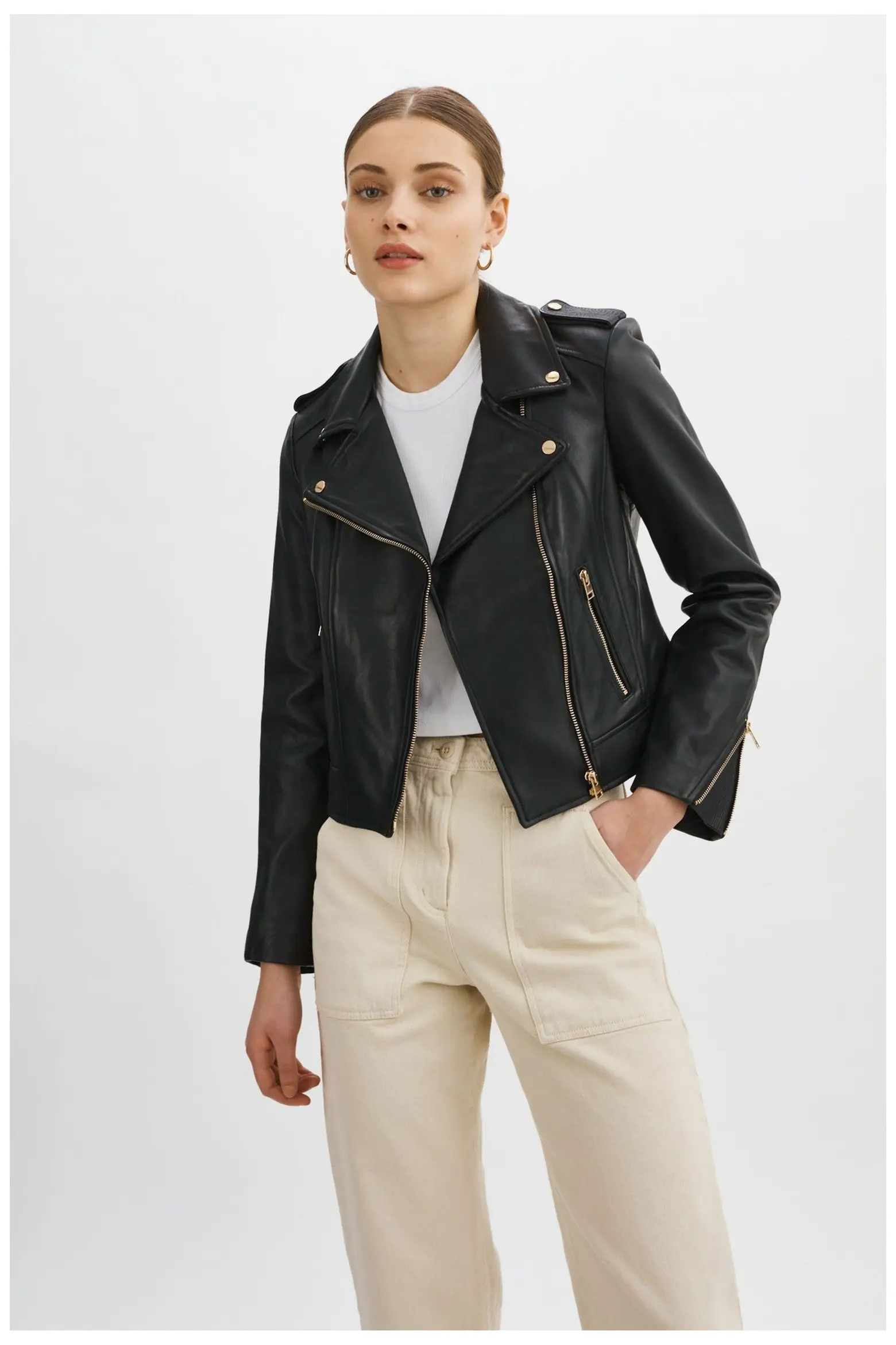 DONNA GOLD | Iconic Leather Biker Jacket (Women) | Nordstrom | Nordstrom