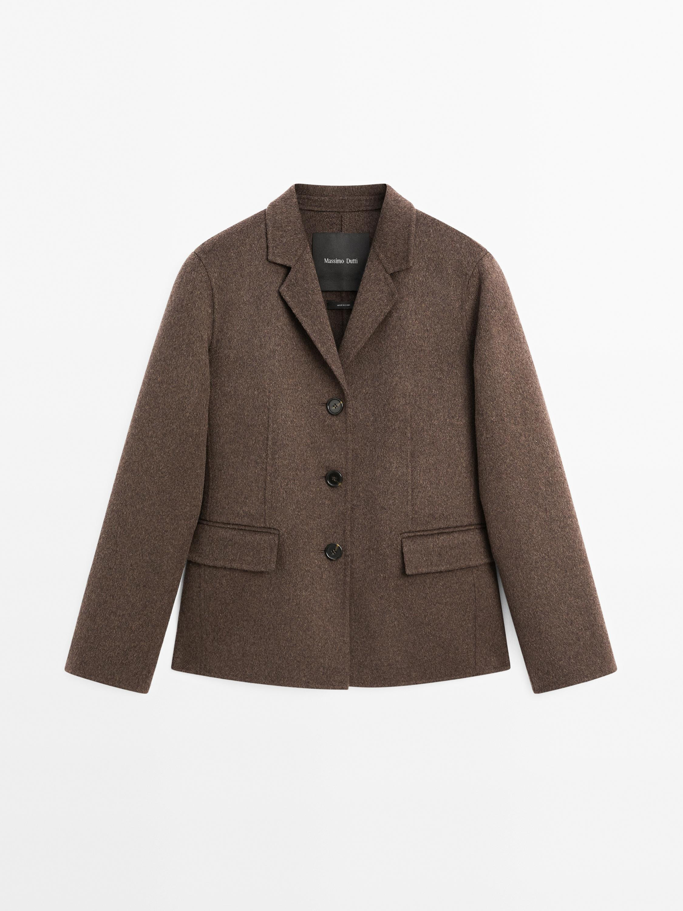 Wool blend blazer with tailored collar · Chocolate · Coats And Jackets | Massimo Dutti | Massimo Dutti UK