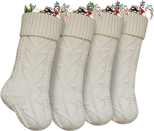 Vanteriam Knit Knitted Christmas Stockings, 4 Pack Personalized Christmas Stockings 15 Inches Cab... | Amazon (US)