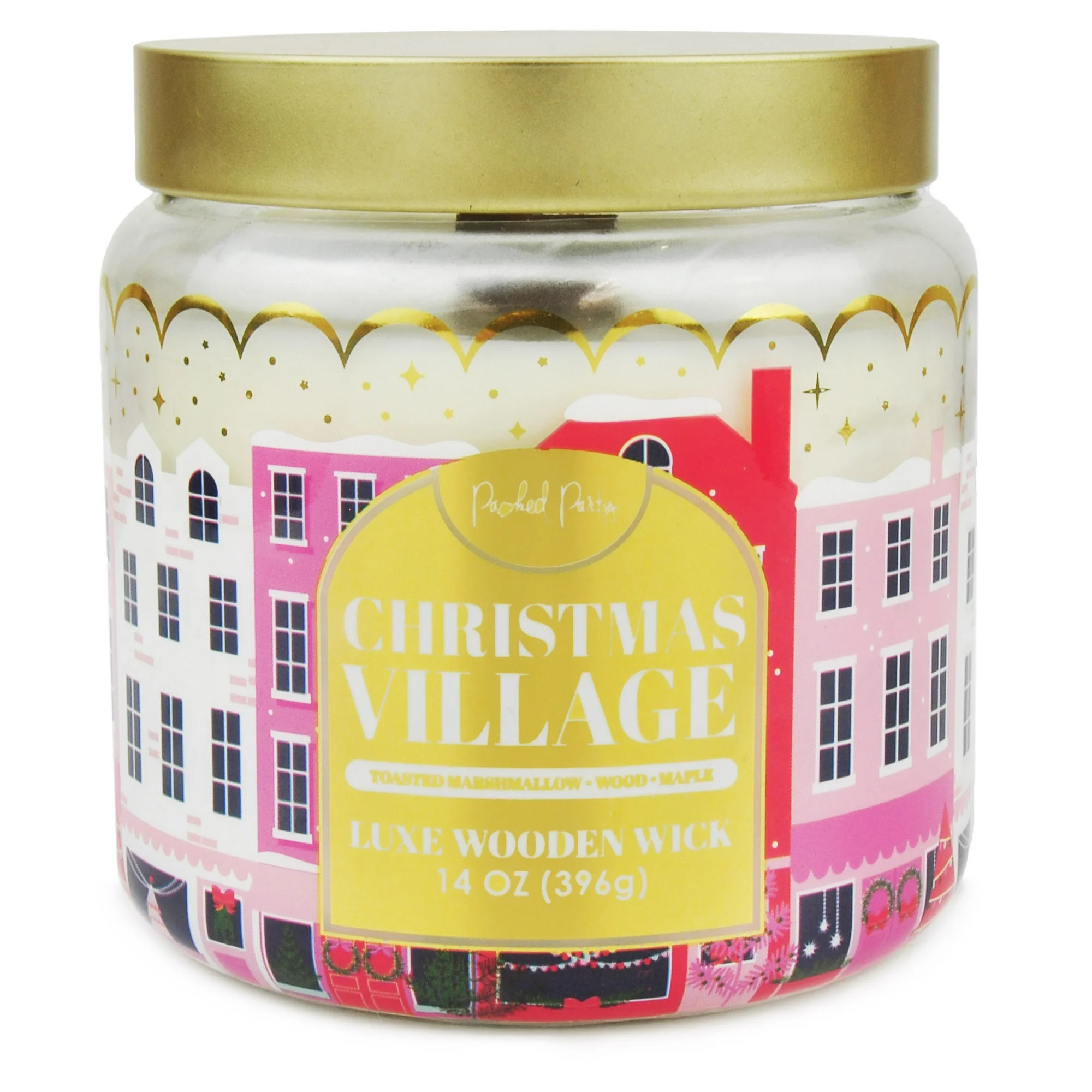 Packed Party Christmas Village Candle with Wood Wick, 14-Ounce | Walmart (US)
