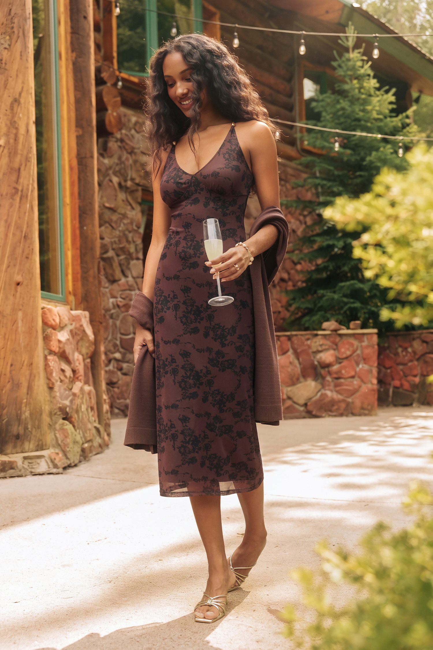 Chalet Soirée Floral Midi Dress - S | Cupshe US