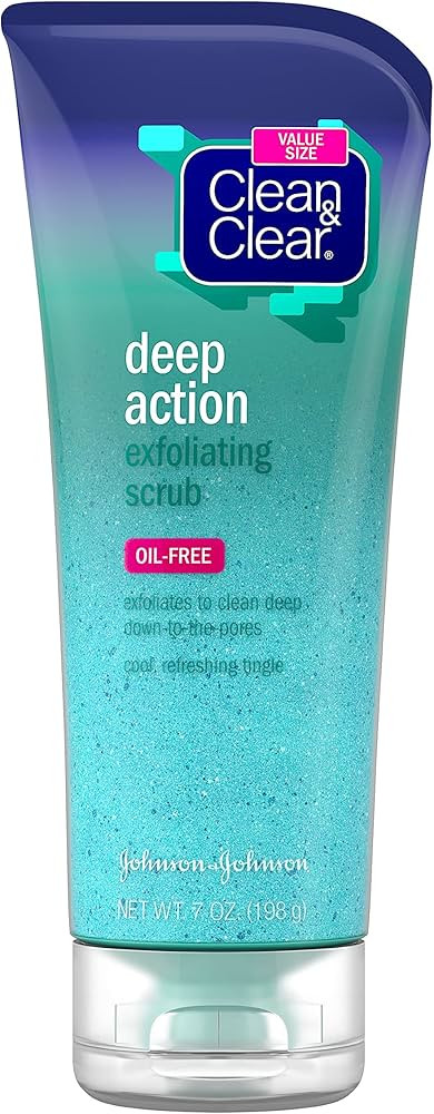 Clean & Clear Oil-Free Deep Action Exfoliating Facial Scrub, Cooling Daily Face Wash With Exfolia... | Amazon (US)