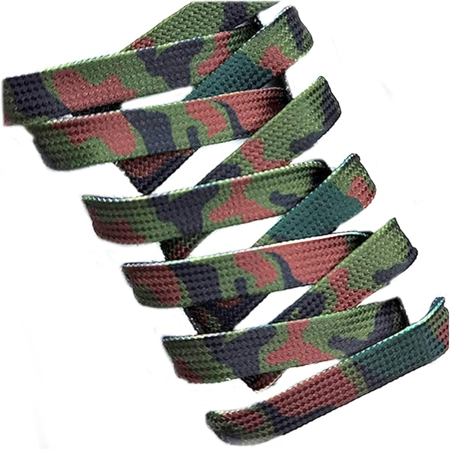 BGXW Thin Flat Leopard Cow Print Shoelaces Camouflage Shoe Laces Shoestring 1 Pair 47 Inch | Amazon (US)