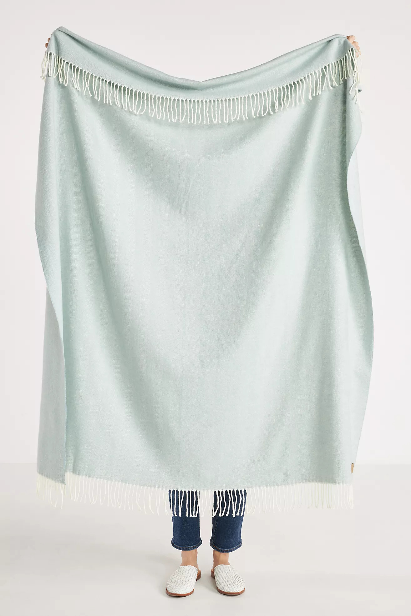 Solid Herringbone Throw Blanket | Anthropologie (US)