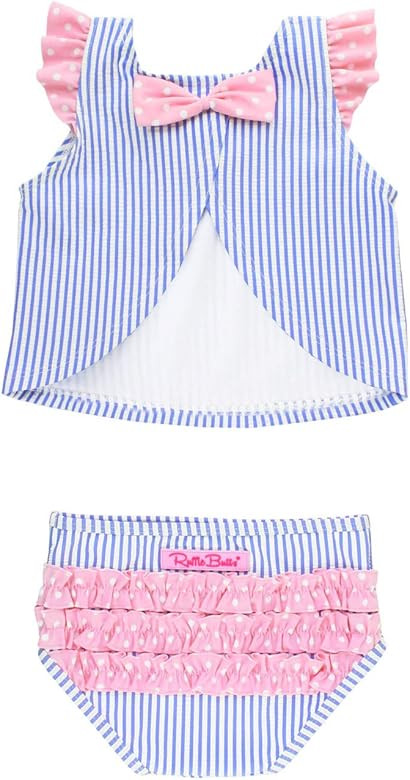 RuffleButts® Baby/Toddler Girls Cropped Peplum Tankini 2 Piece Swimsuit w/Ruffles | Amazon (US)