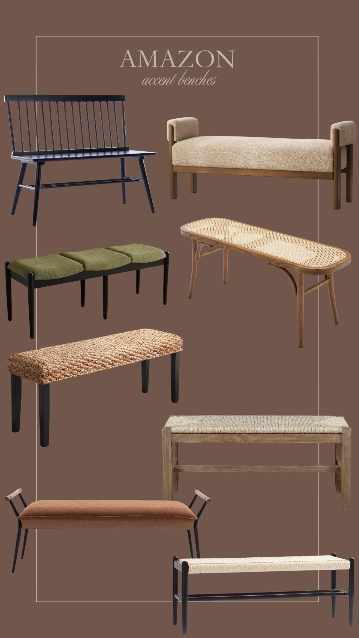 Amazon accent benches 🤎 Love these pretty furniture finds from Amazon for a moody, neutral, and vintage home. 🙌🏻

#LTKHome