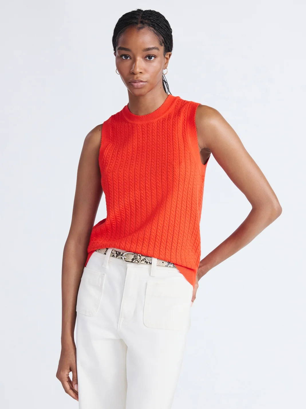 Free Assembly Women's Cozy Yarn Cable Sweater Shell, Sizes XS-XXL | Walmart (US)