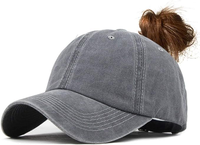 Ponytail Baseball Hat Distressed Retro Washed Womens Twill | Amazon (US)