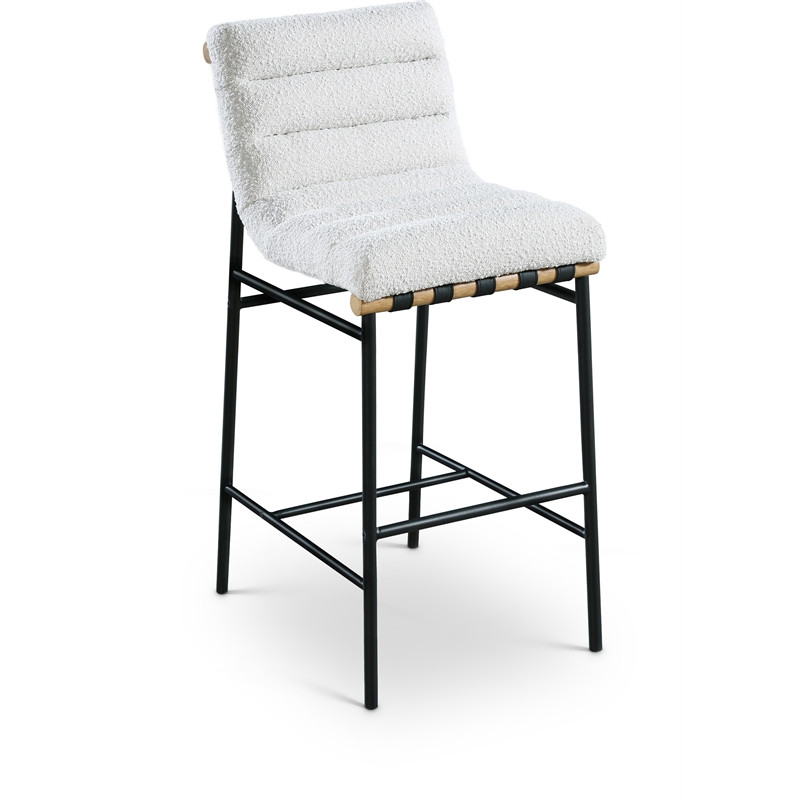 Meridian Furniture Burke Cream Boucle Fabric Bar Stool | Walmart (US)