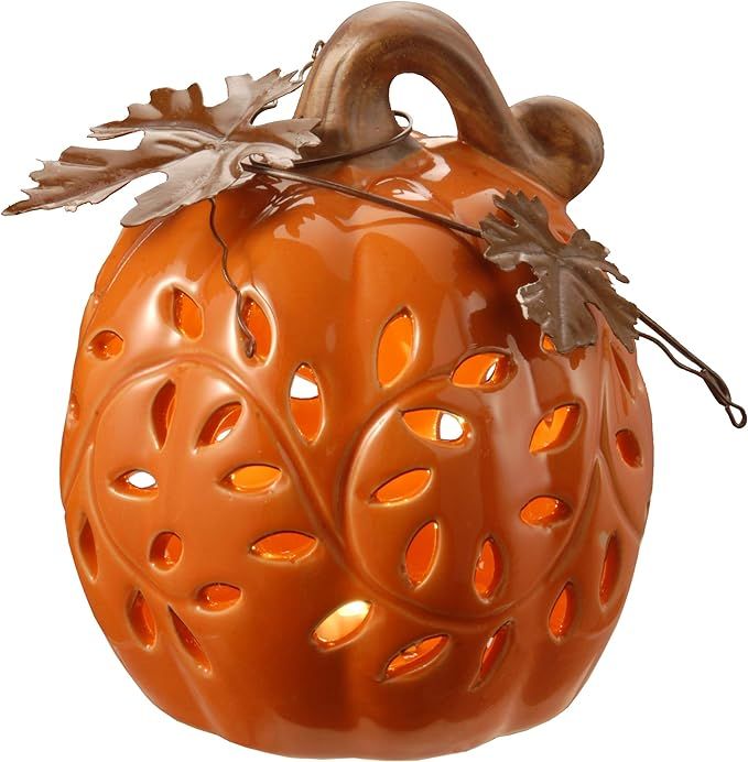 National Tree Company Ceramic Pumpkin Decoration, LED Lights, Autumn Collection, 6 in | Amazon (US)
