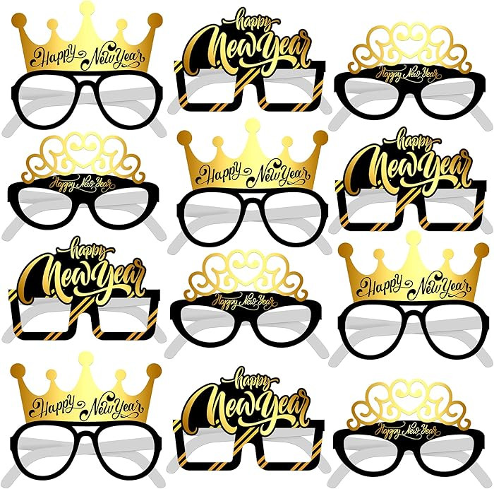 KatchOn, 2026 Glasses New Years - Pack of 12 | Happy New Year Eyeglasses 2026 for New Years Eve P... | Amazon (US)