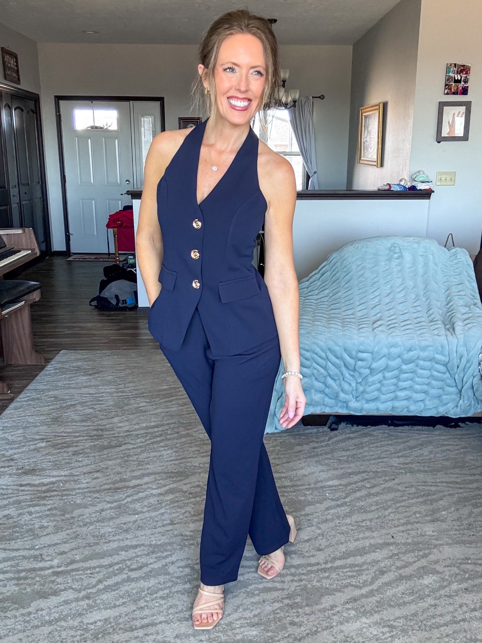 Absolutely obsessed with this new arrival suit set! 💙 Can’t get over the fit and how comfy it is! Perfect for the office this spring and summer for all of you boss babes! Wearing a small.

As an Amazon Influencer I earn commission on qualifying purchases.

Navy blue suit set, 2 piece set, outfit attire, sleeveless suit set, boss babe outfit inspo, mom style, wear to work 

#LTKWorkwear #LTKMidsize #LTKOver40