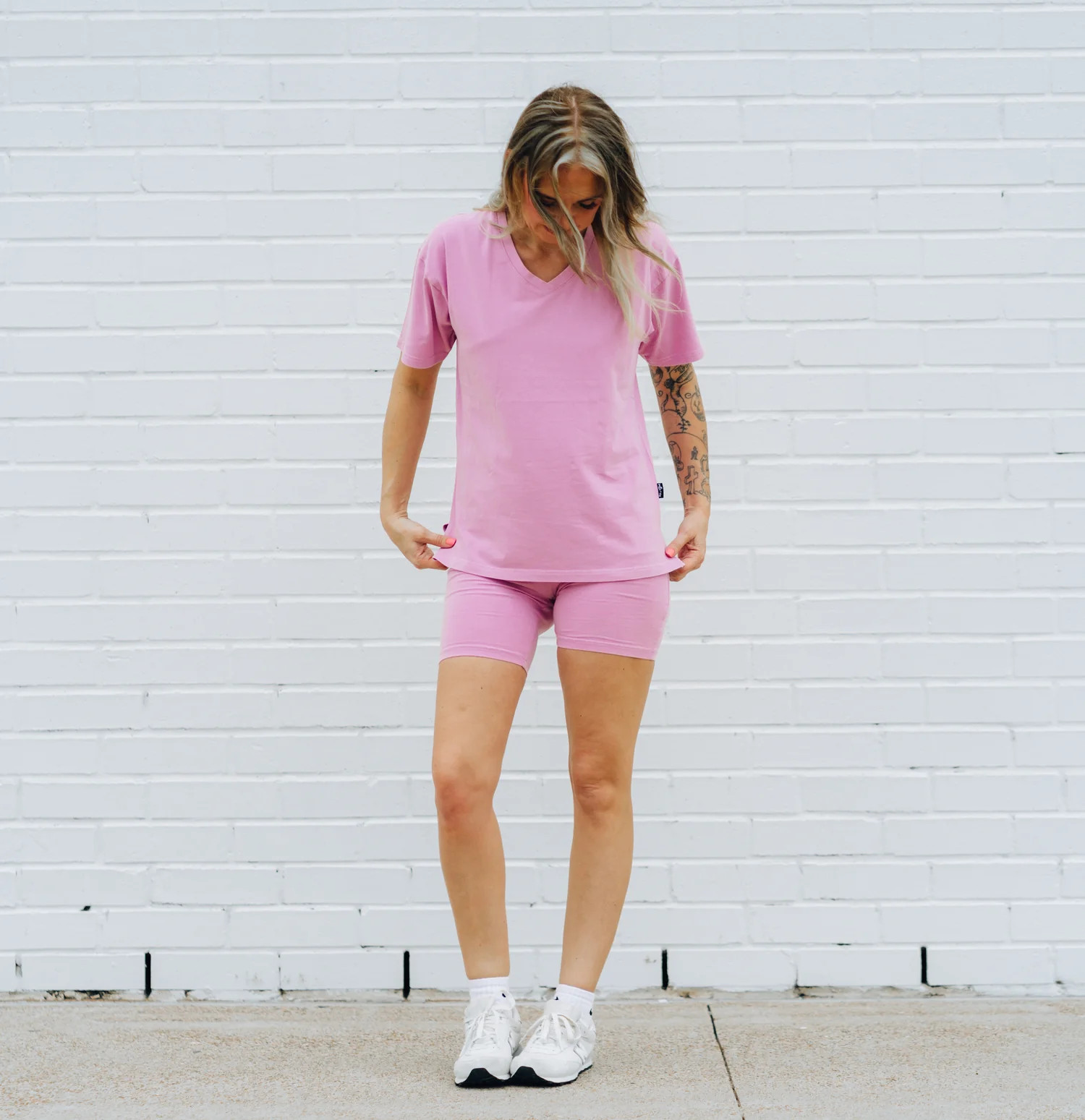 WOMANS BIKER SHORT SET- Lilac Snow Wash | millie + roo