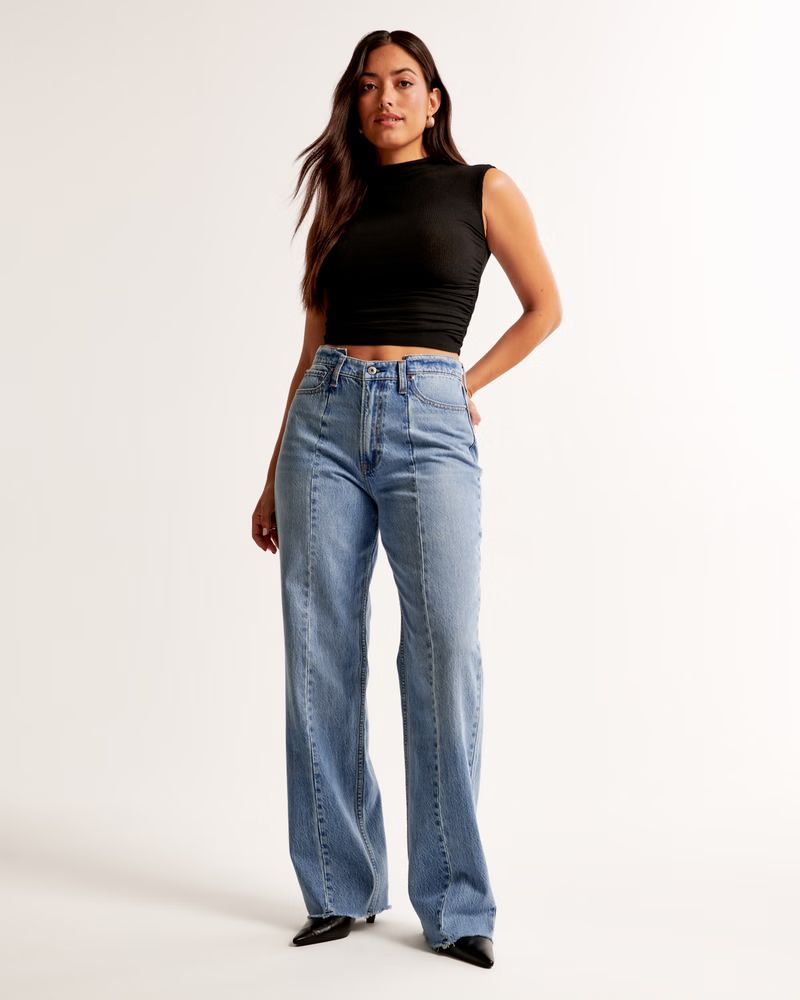 Curve Love High Rise Loose Jean | Blue Jeans Outfits | Jeans Women | Abercrombie & Fitch (US)