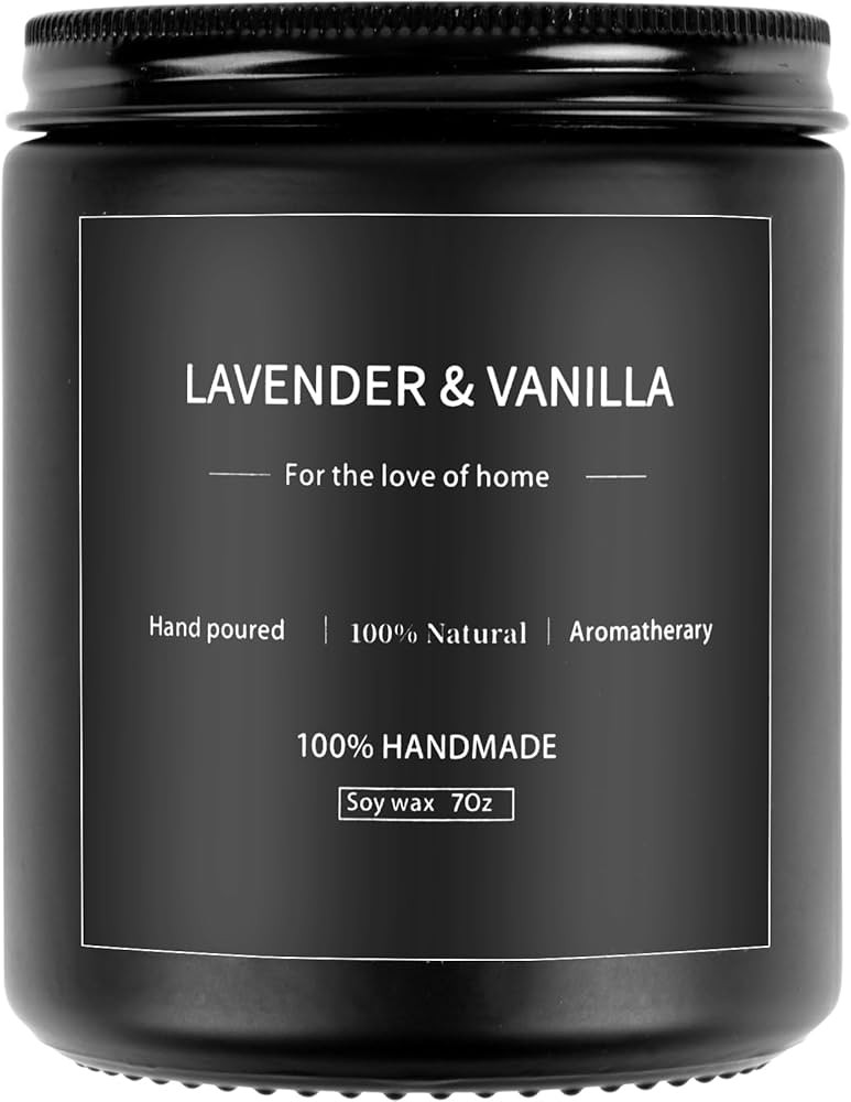 Scented Candles Black for Men, Lavender & Vanilla Jar Candles, Soy Candles for Home Scented, Arom... | Amazon (US)