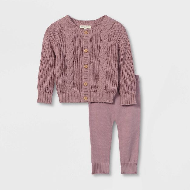 Grayson Collective Baby Girls' Cable Knit Cardigan & Leggings Set - Rose Pink | Target