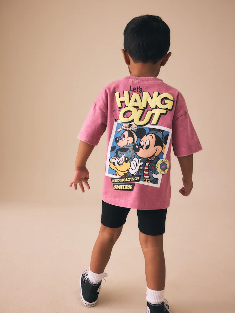 Pink/Black Mickey Mouse T-Shirt and Shorts Set (3mths-8yrs) | Next US