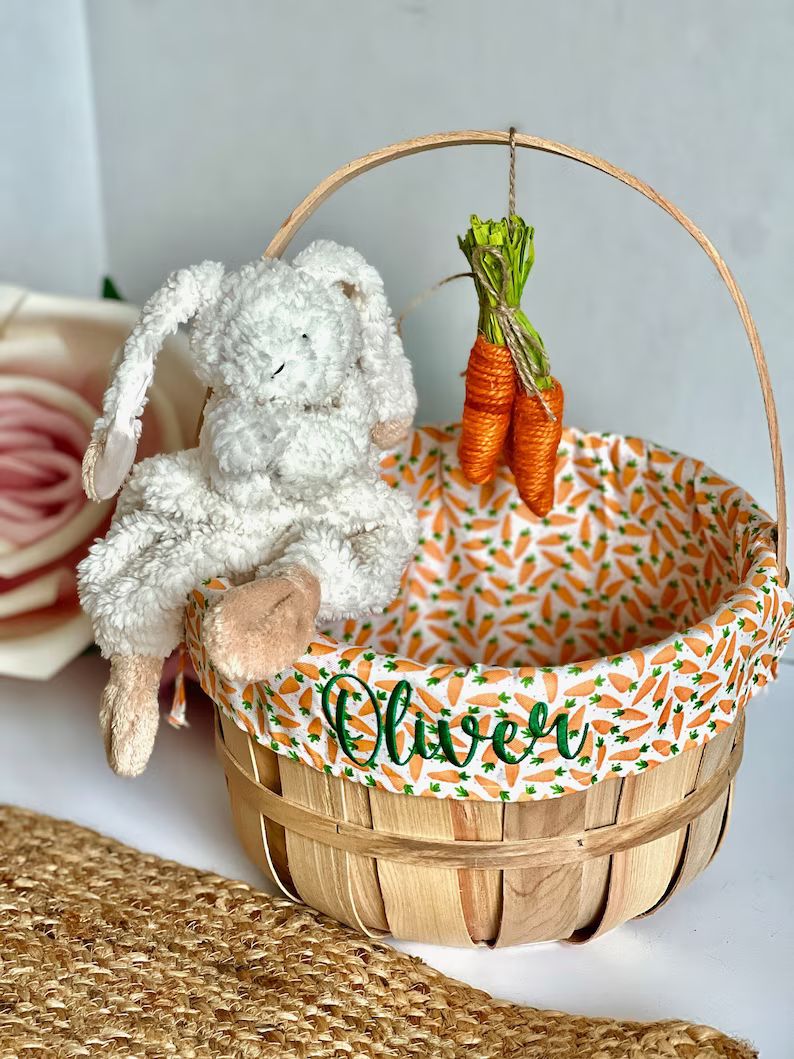 Embroidered Easter Basket, Custom Kids Basket, Easter, Basket, Personalized Easter Basket | Etsy (US)