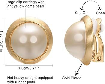 Vogem Vintage Clip On Pearl Earrings for Women Round Freshwater Pearl Non Pierced Earrings Simula... | Amazon (UK)