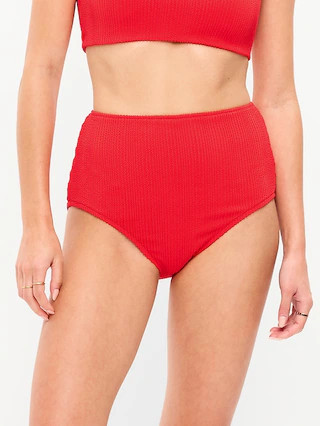 High-Waisted Ribbed Bikini Swim Bottoms | Old Navy (US)