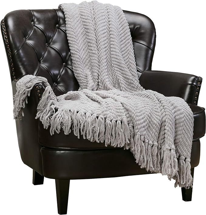 Chanasya Textured Knitted Super Soft Throw Blanket with Tassels Cozy Plush Lightweight Fluffy Wov... | Amazon (US)
