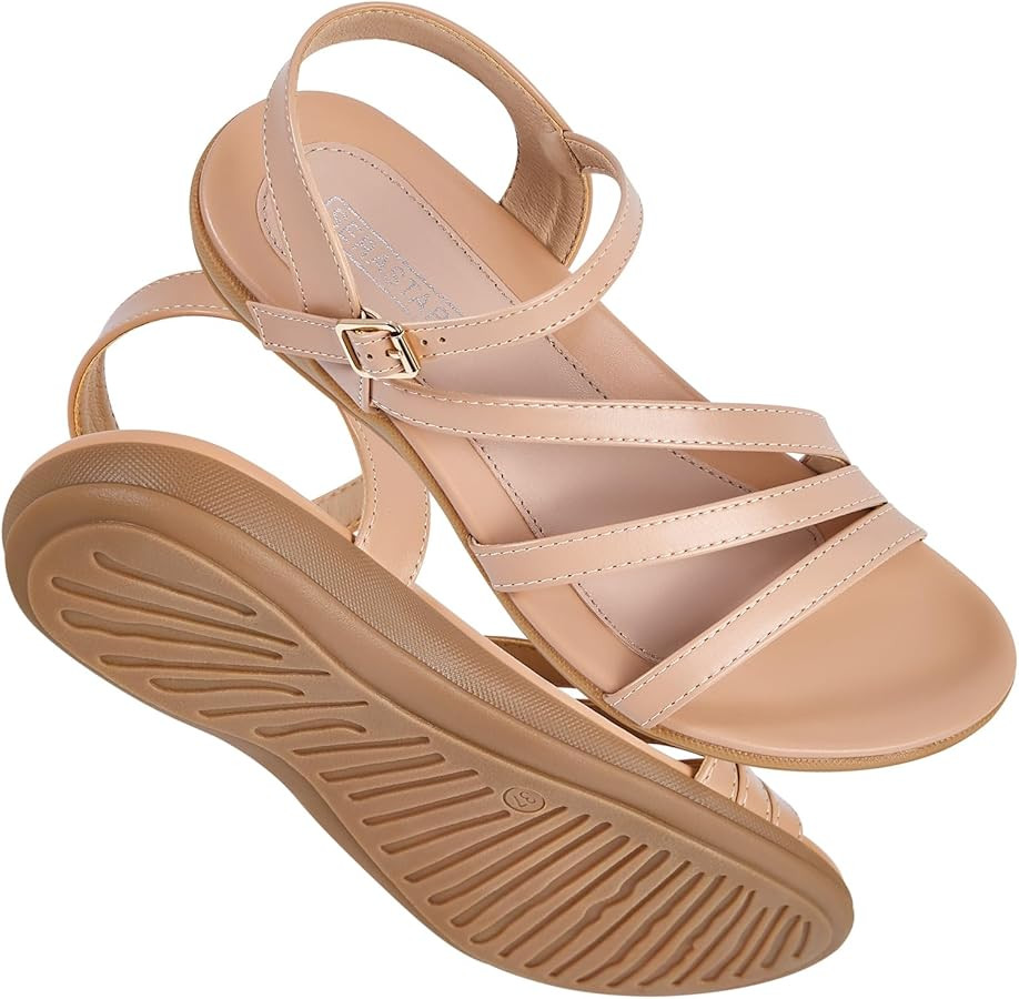 Flat Sandals for Women Dressy - Comfortable Walking Summer Womens Sandal | Amazon (US)