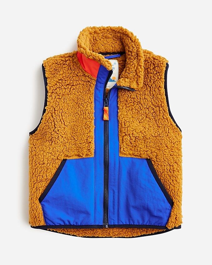 Kids' colorblock sherpa vest | J.Crew US