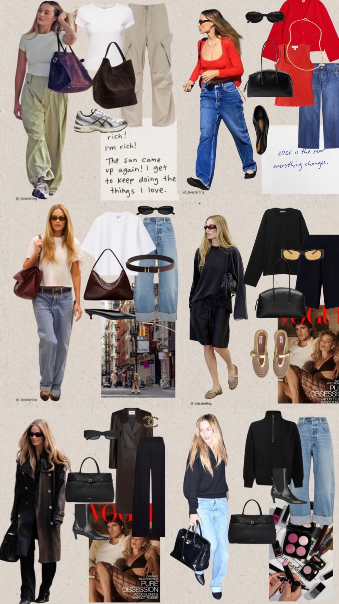 Get the Margot Robbie Look 🖤 14 outfits to save for Spring! Part 1 

Margot Robbie’s recent style has really resonated with me. I especially love her everyday looks, they are sophisticated, relaxed yet elegant, she is not afraid to wear a relaxed cut and balances this out with strong accessories. To get her look you’ll be replying on good denim, effective jackets, simple accessories, little jewellery with that real stand out piece within the outfit that is effortless but catches everyone’s eye. 

📌I pinned nearly every look Margot wore for her withering heights press tour ( especially in London) and revisited some looks I’ve loved throughout the years.

What I love about Margot Robbie’s style the most is how relatable it is. Some easy to recreate styles, she plays it safe wearing paired back pieces but you can see the quality within her outfits + she rewears her wardrobe. She often sticks to the 3 colour rule to create clean looks and loves to mix tailoring with casual pieces as well as having some of our fav brands The Row, Chanel, Khaite & Alaia on repeat. 

#LTKeurope #LTKuk #LTKspring