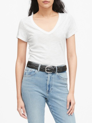 Slub Cotton-Modal V-Neck T-Shirt | Banana Republic (US)