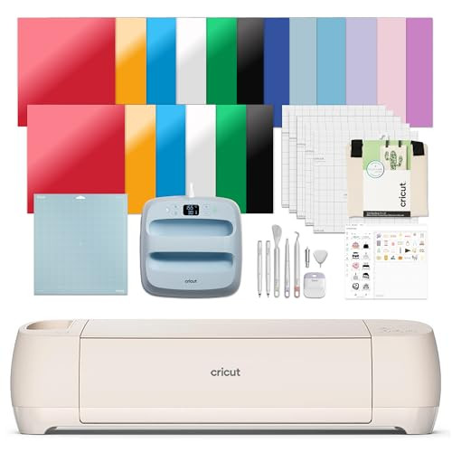 Cricut Explore 4 - Smart Cutting Machine (Seashell) | Engagement Plus Bundle - Includes EasyPress 3 Heat Press (9x9) + Mat, Tote Bag, Material Samplers, Machine Mat, Pens, Tools, & 30 Digital Images | Amazon (US)