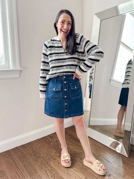 Loft try on 
Sweater: medium
Skirt: size 4

#LTKfindsunder50 #LTKsalealert #LTKworkwear