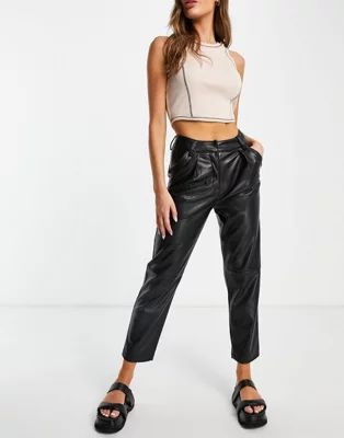 Topshop faux leather peg trouser in black | ASOS (Global)