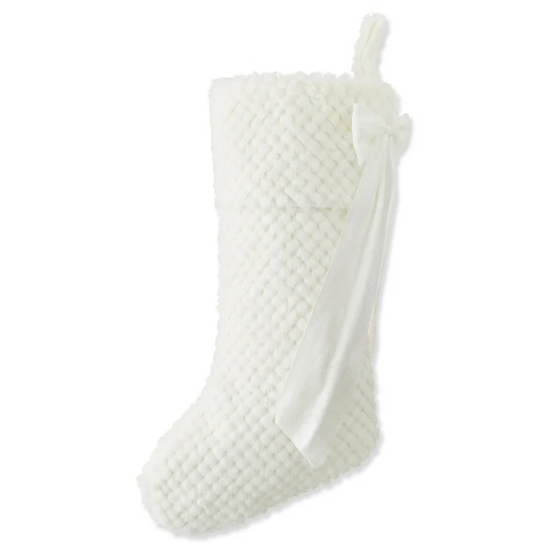 White Fur Christmas Stocking, 20", by My Texas House - Walmart.com | Walmart (US)