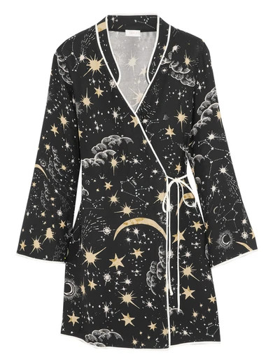 RIXO London - Iris Printed Crepe Wrap Dress - Black | NET-A-PORTER (UK & EU)