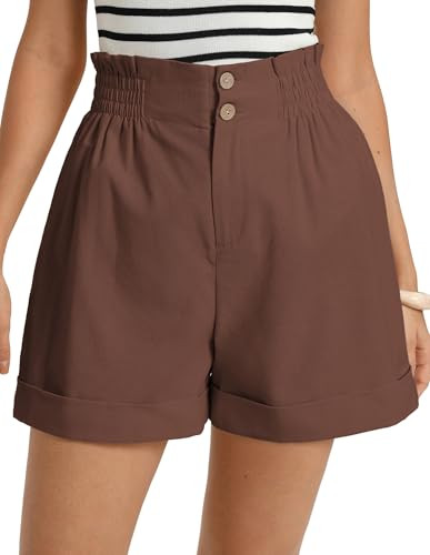 GRACE KARIN Linen Shorts for Women Summer Beach Vacation A-line Wide Leg High Waist Shorts Comfy ... | Amazon (US)