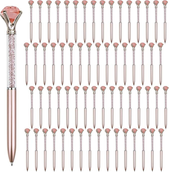 Crystal Pens Bulk, Big Bling Diamond Ballpoint Black Gel Ink Pen, Rhinestone Bridal Shower Cute P... | Amazon (US)