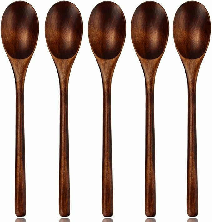 AOOSY Holzlöffel Esslöffel,5 Stück im japanischen Stil Küchengerät langen Griff Nanmu Holz S... | Amazon (DE)