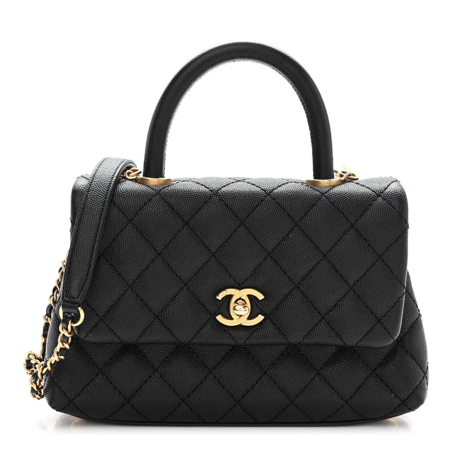 Chanel  Caviar Quilted Mini Coco Handle Flap Black | FASHIONPHILE (US)