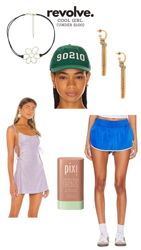 Spring outfit, cool girl outfit, shorts, mini dress, bronzer, drop earrings, choker, revolve 

#LTKfindsunder100 #LTKSeasonal #LTKstyletip