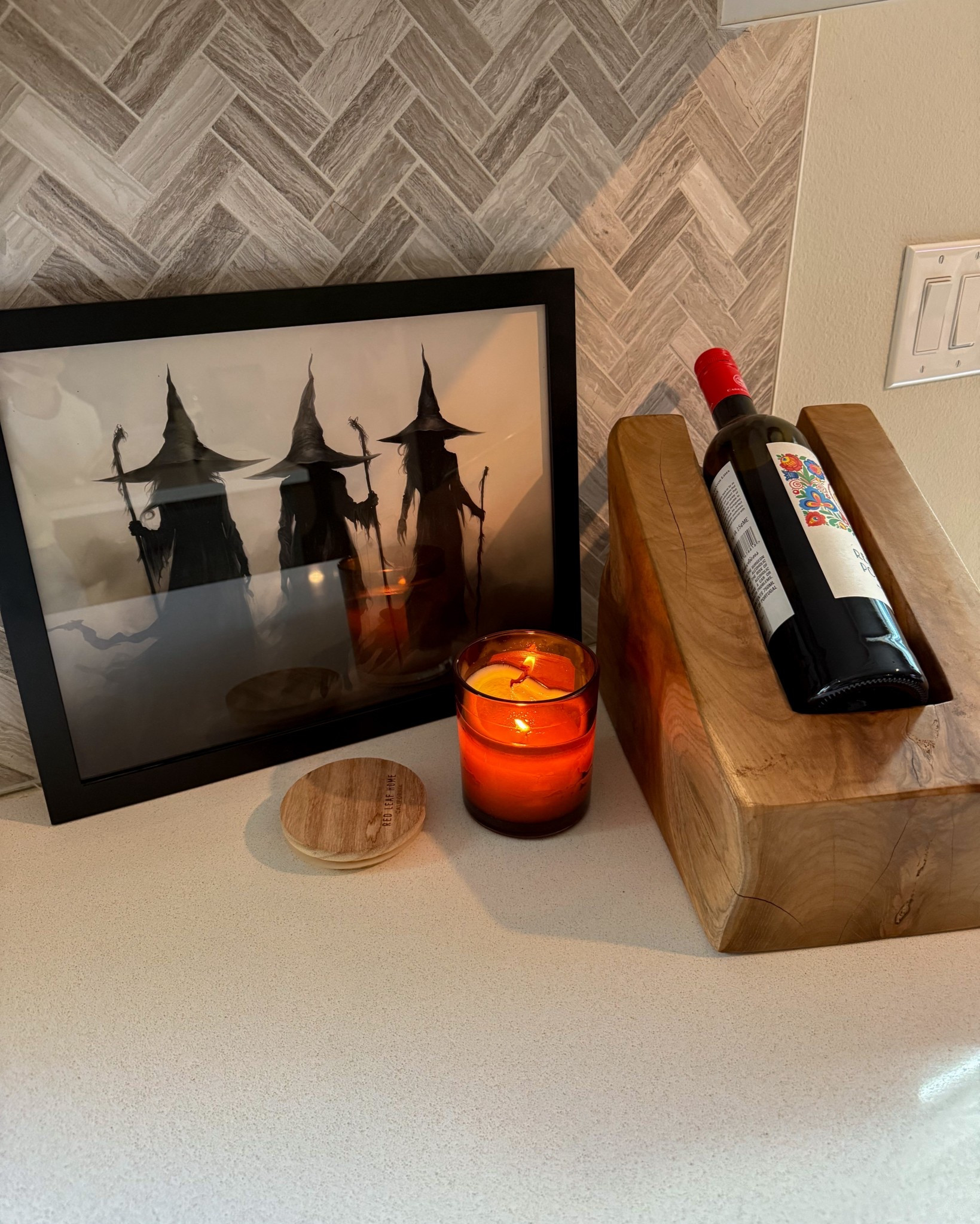 Moody Halloween Art. Digital prints. Decor. Rustic Modern. Wine Bottle Rest. 

#LTKFallSale #LTKSeasonal #LTKHome