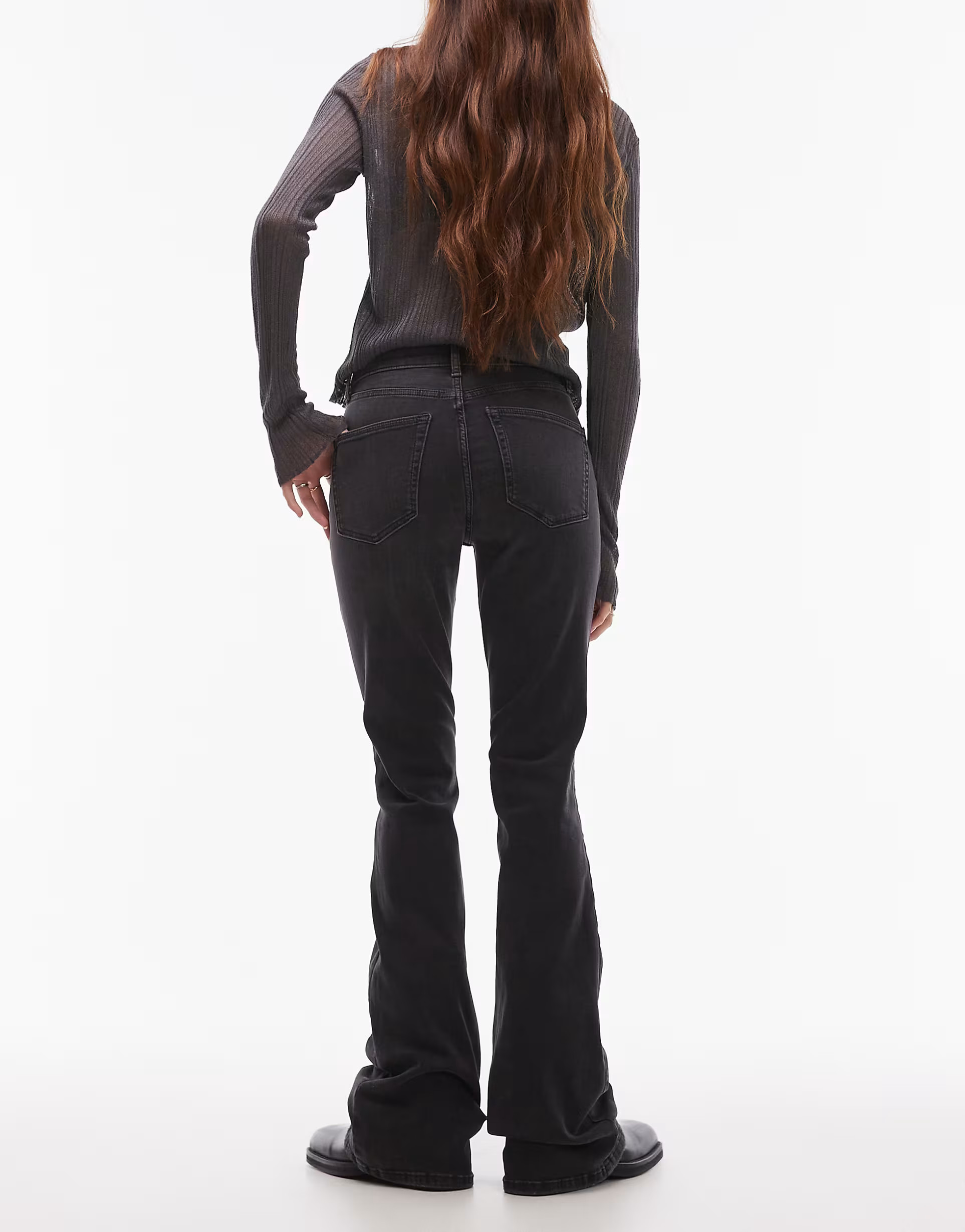 Topshop Jamie flare high rise jean in washed black | ASOS | ASOS (Global)