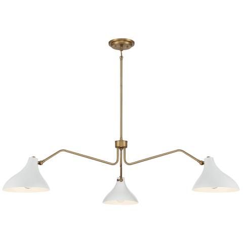 Savoy House Meridian 55" Wide White with Natural Brass 3-Light Pendant - #406F9 | Lamps Plus | Lamps Plus