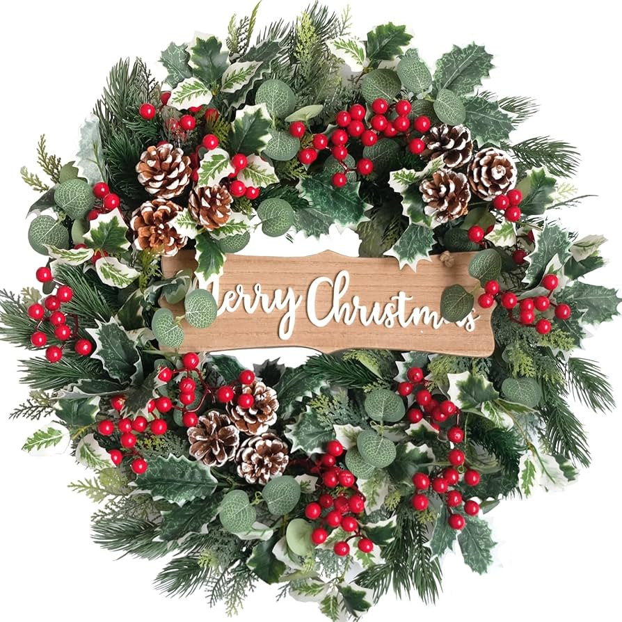 idyllic Christmas Wreath-22 Christmas Decoration Wreaths for Front Door Winter Spring Wreath with... | Amazon (US)
