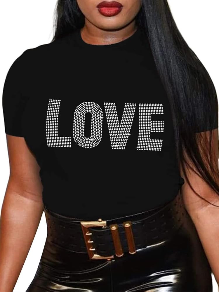 Women's Rhinestone Graphic Funny Cute Tops Melanin Black Girl Letter Print Christian Loose Summer... | Amazon (US)